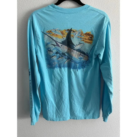 Vintage Guy Harvey Long Sleeve Pocket Tshirt Size S Fishing Outdoors - Picture 5 of 7